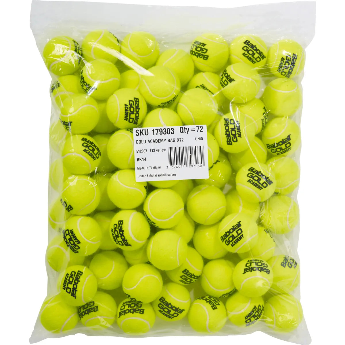 Navulling 72 Balle Babolat Gold Academy