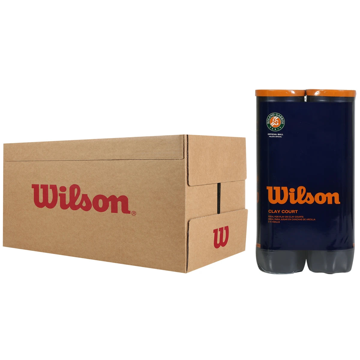 Doos met 9 bipacks van 4 Wilson Roland Garros Official Clay ballen