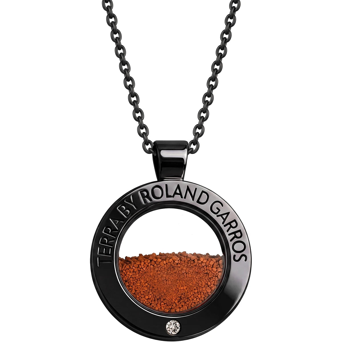 Collier en Medaille Terra Access Staal Zwart Glanzend 1 Steen Klein Model