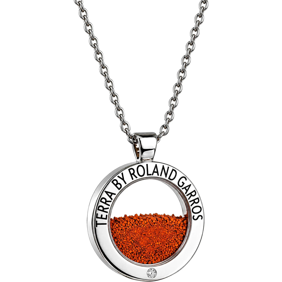 HALSKETTING EN TERRA ACCESS MEDAILLE GLANZENDE STAAL 1 STEEN KLEIN MODEL