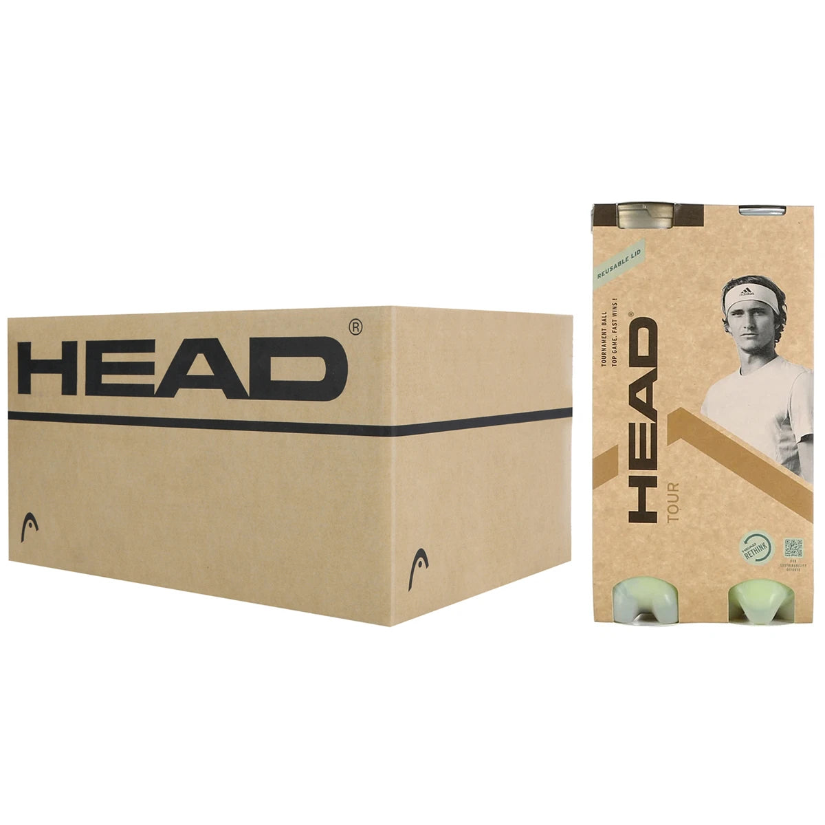 Doos met 18 bipacks van 4 Head Tour Xt ballen