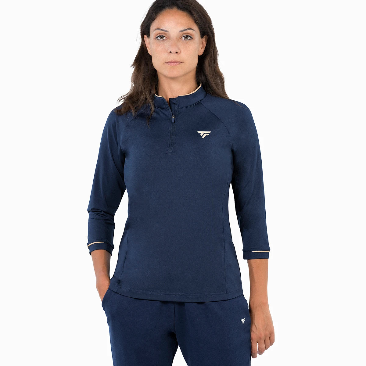 Sweater Tecnifibre Dames Thermo Zip 3/4 Mouw Marine