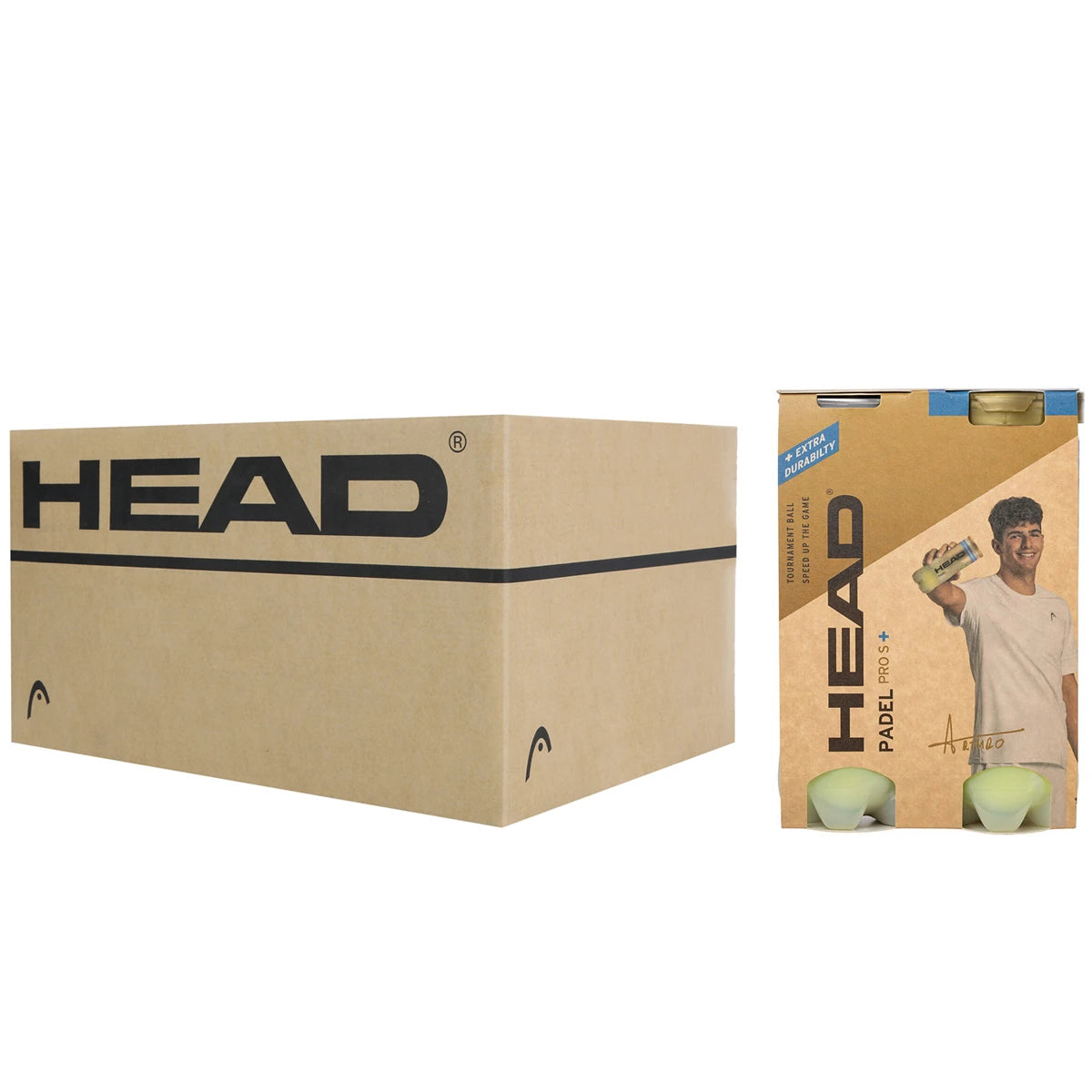 Doos met 12 Packs van 2 Tubes van 3 Head Padelballen Pro S+