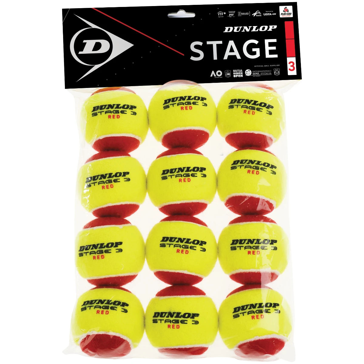 Zakje van 12 Dunlop Mini Tennisballen Stage 3