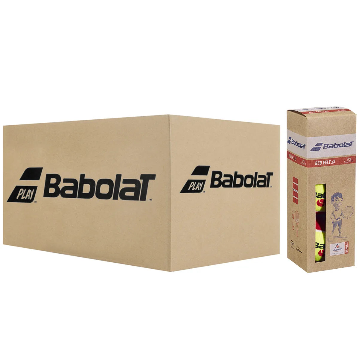 Doos van 24 Tubes met 3 Babolat Red Felt ballen