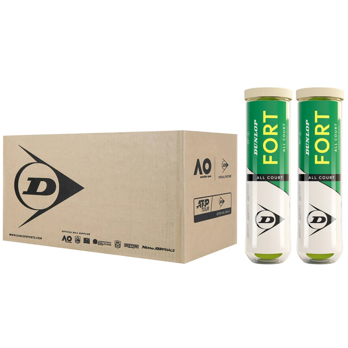 Doos met 9 bipacks van 4 Dunlop Fort Tournament Select ballen