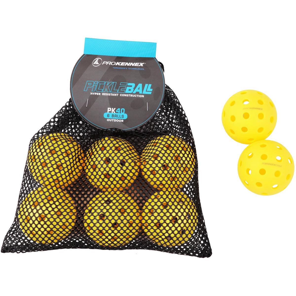 Set van 6 Pickleballballen Pro Kennex Outdoor (40 Gaten)