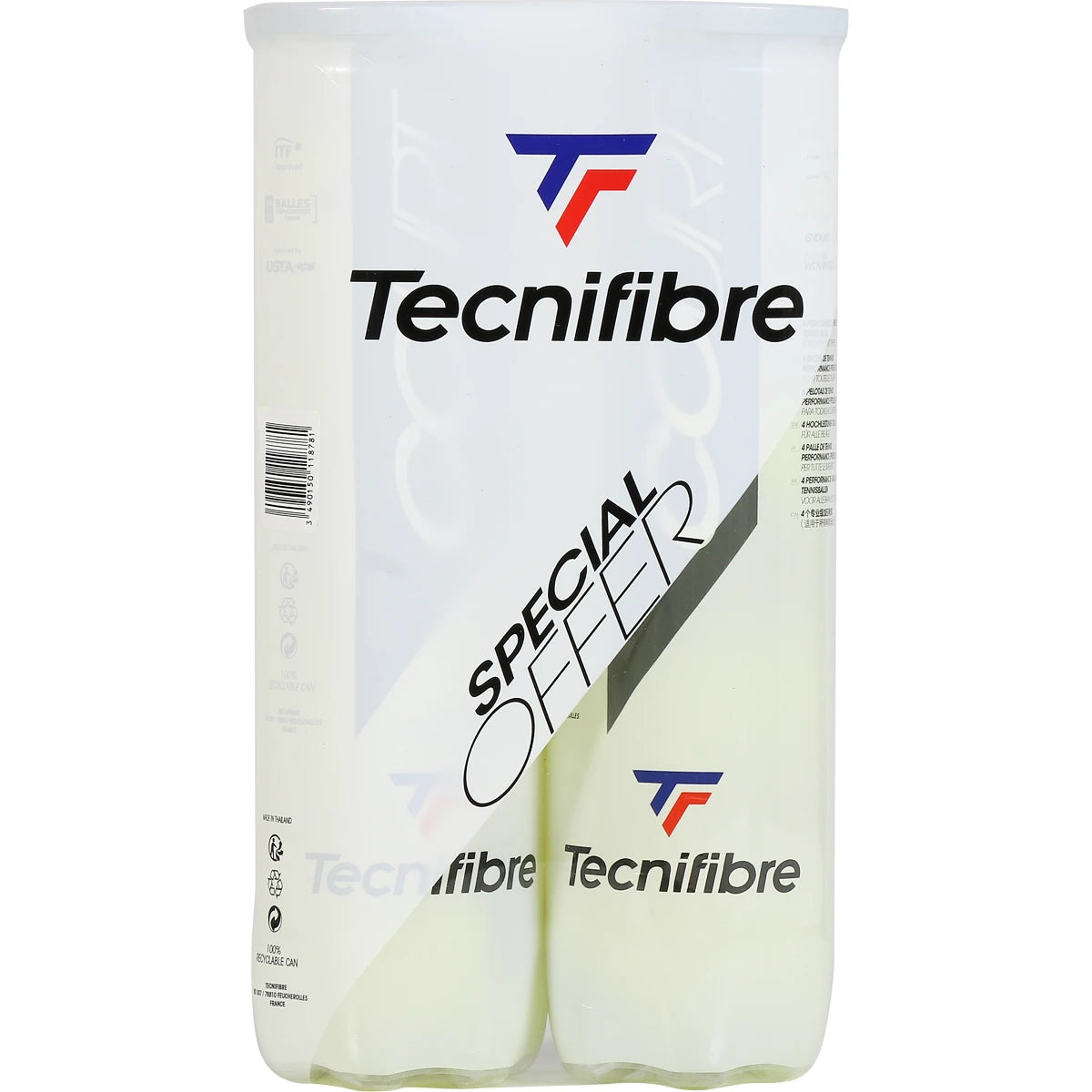 Bipack van 4 Tecnifibre Court ballen