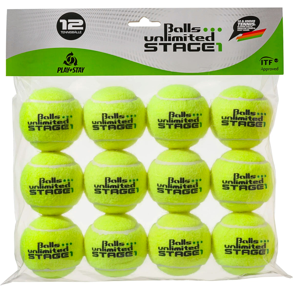 Zakje van 12 Stage 1 Tournament Unlimited Gele Padelballen / Groene Punt