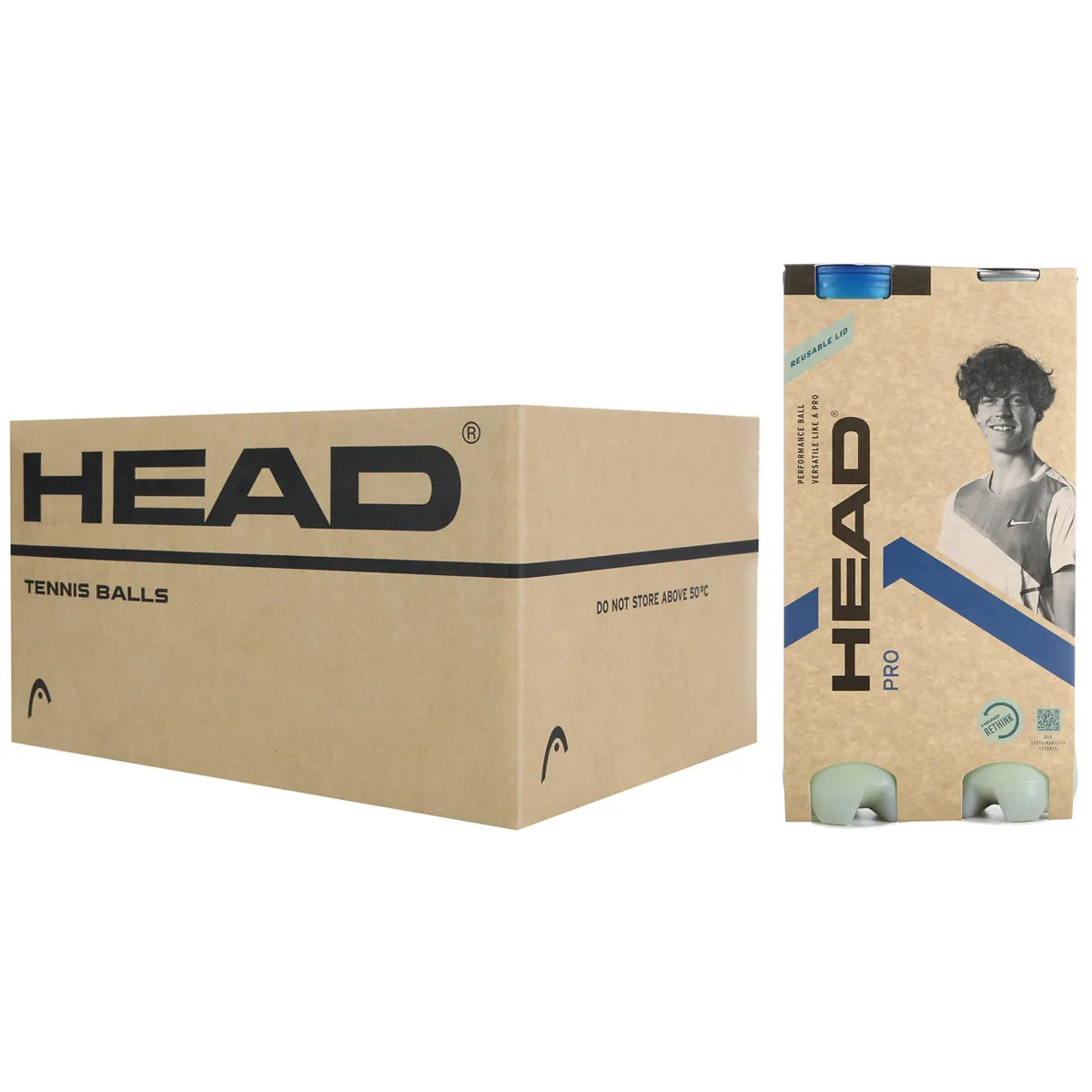 Doos met 18 bipacks van 4 Head ballen Pro