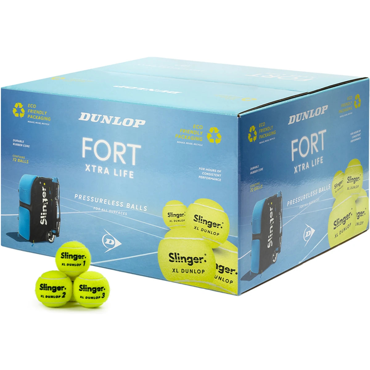 Doos van 72 Dunlop Fort Xtra Life ballen zonder druk