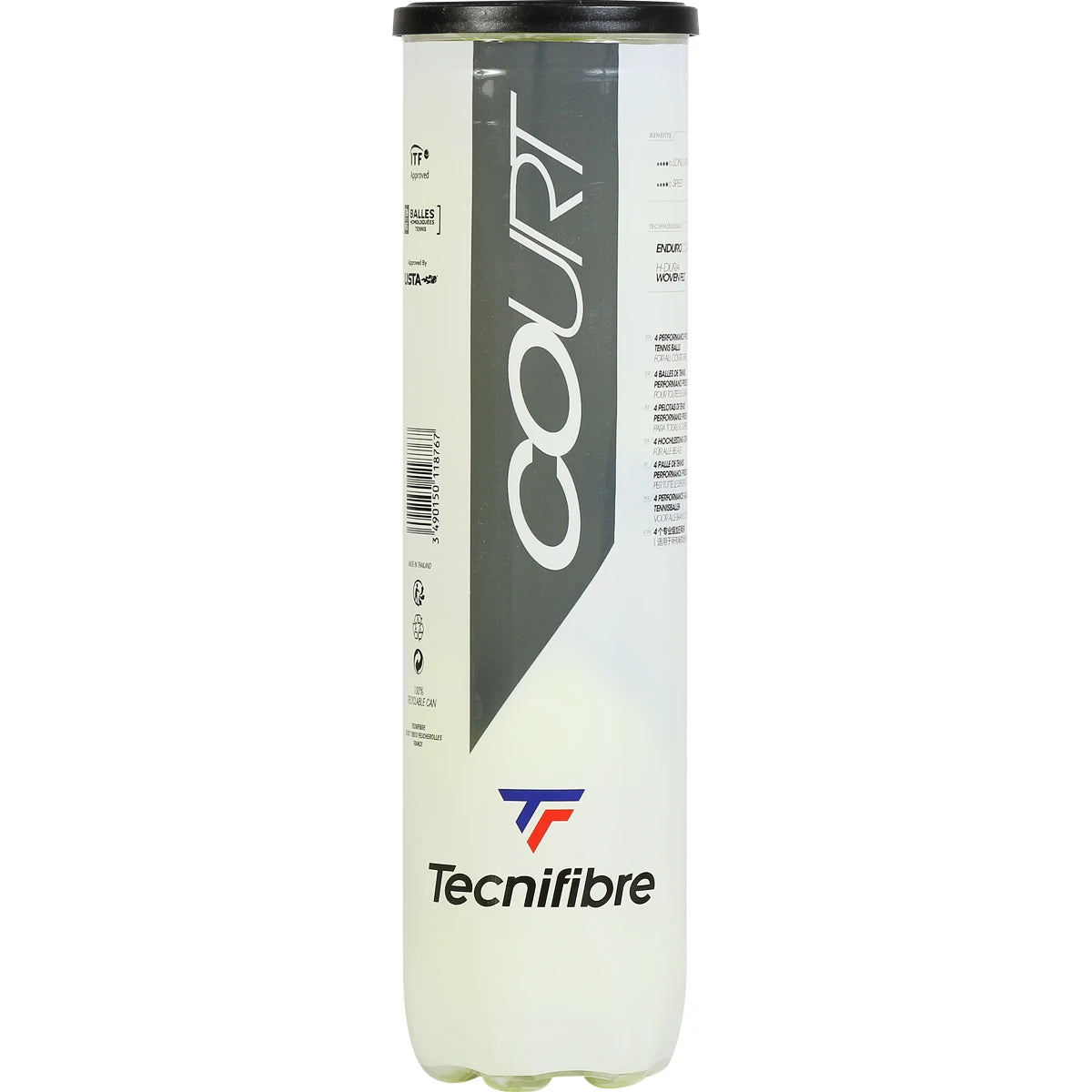 Spoel met 4 Tecnifibre Court Ballen