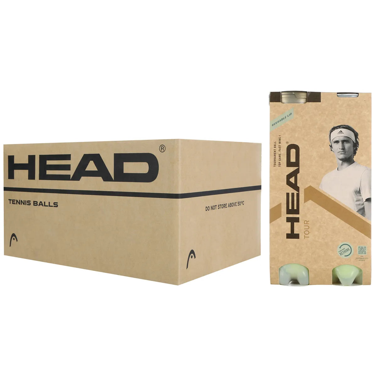 Doos van 18 bipacks van 4 Head Tour ballen