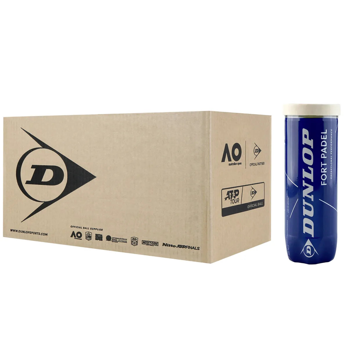 Doos van 24 Tubes met 3 Dunlop Fort Padelballen