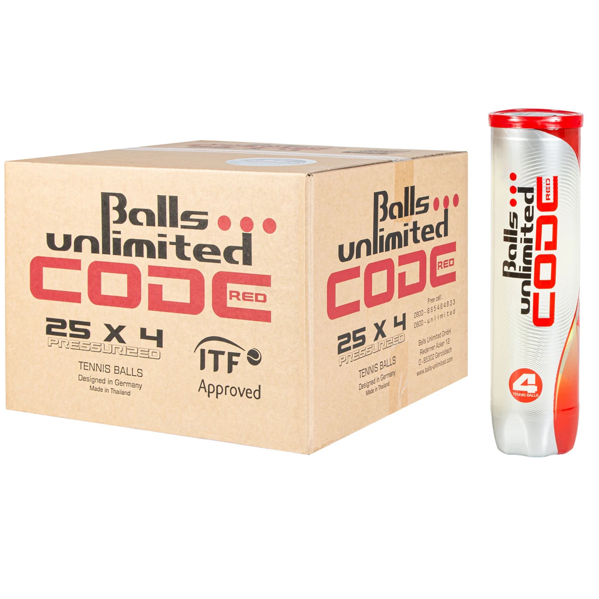 Doos van 25 Tubes met 4 Unlimited Code Red ballen