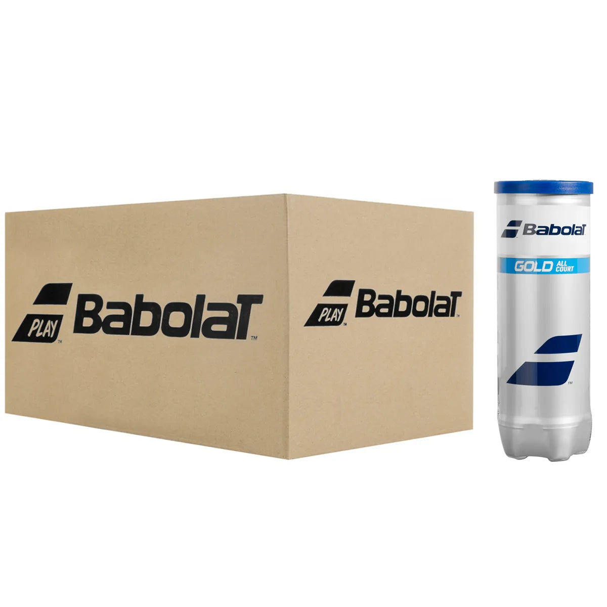 Doos van 24 Tubes met 3 Babolat Gold All Court Ballen