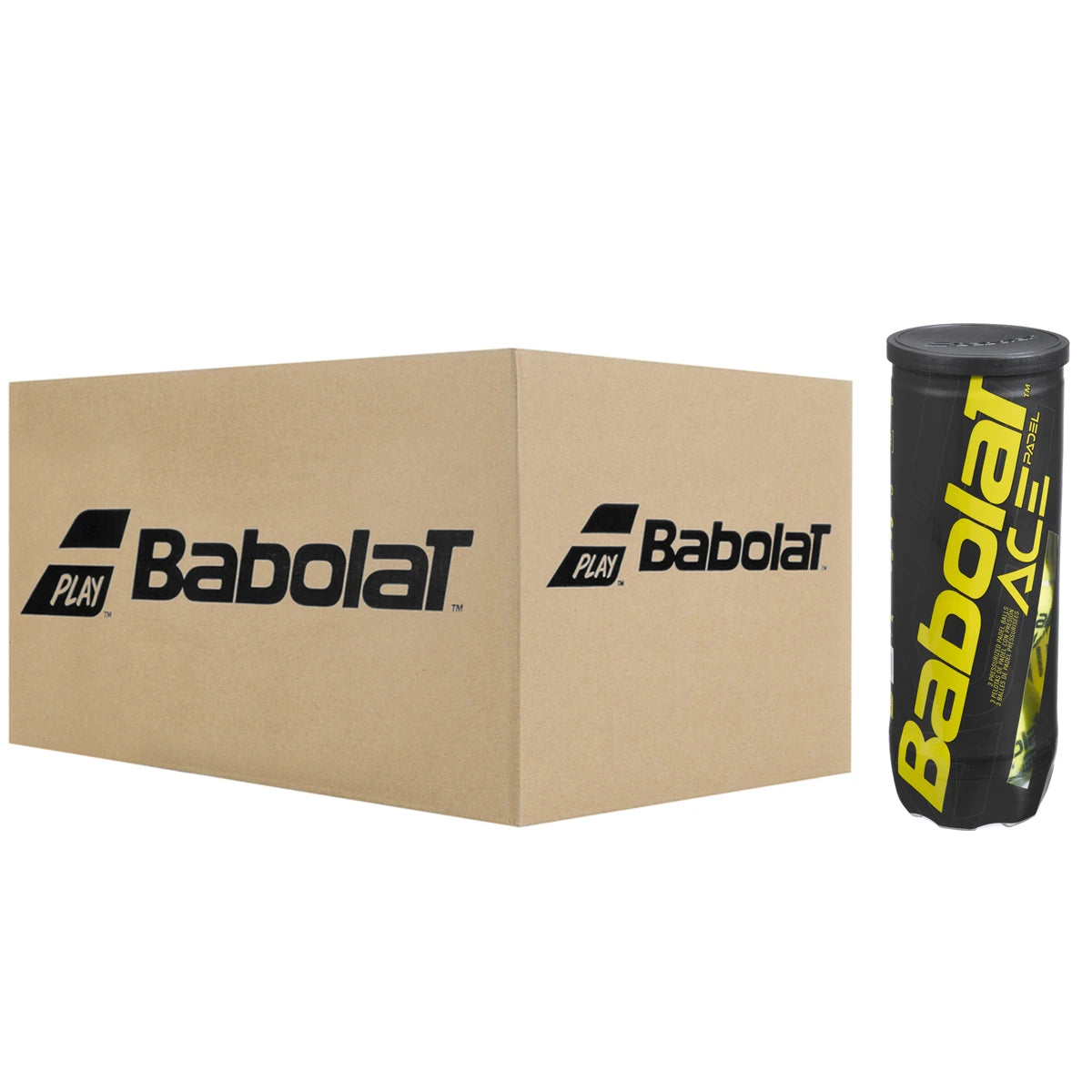 Doos van 24 Tubes met 3 Babolat Padel Ace Padelballen