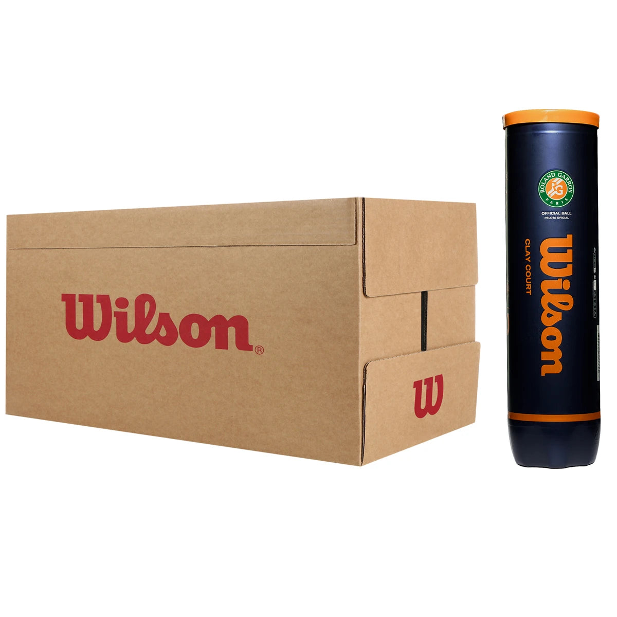Doos van 18 Tubes met 4 Wilson Roland Garros Official Clay Tennisballen
