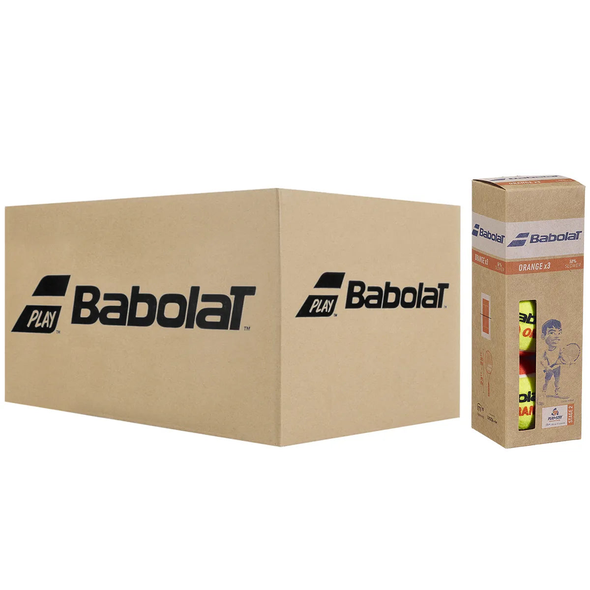 Doos van 24 Tubes met 3 Babolat Oranje Ballen