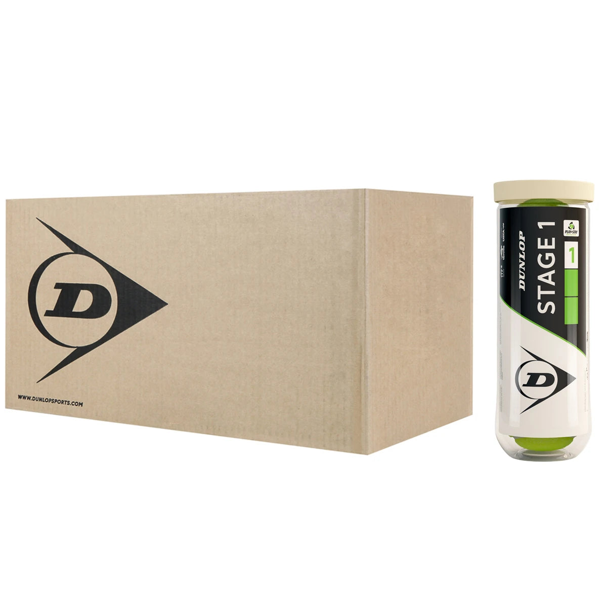 Doos van 24 Tubes met 3 Dunlop Easy Tennis Stage 1 Tennisballen