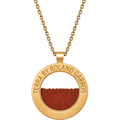 HALSKETTING EN TERRA ACCESS MEDAILLE MAT GOUDKLEURIG STAAL ZONDER STEEN GROOT MODEL
