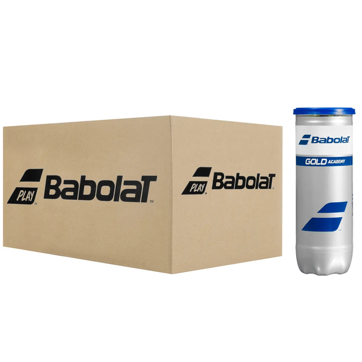 Doos met 24 Tubes van 3 Babolat Gold Academy ballen