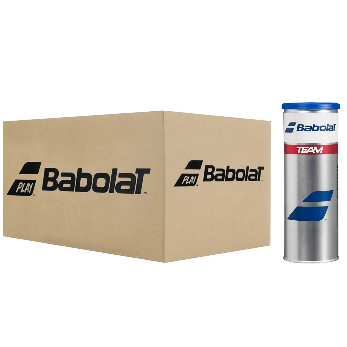 Doos met 30 Tubes van 3 Babolat Team Ballen