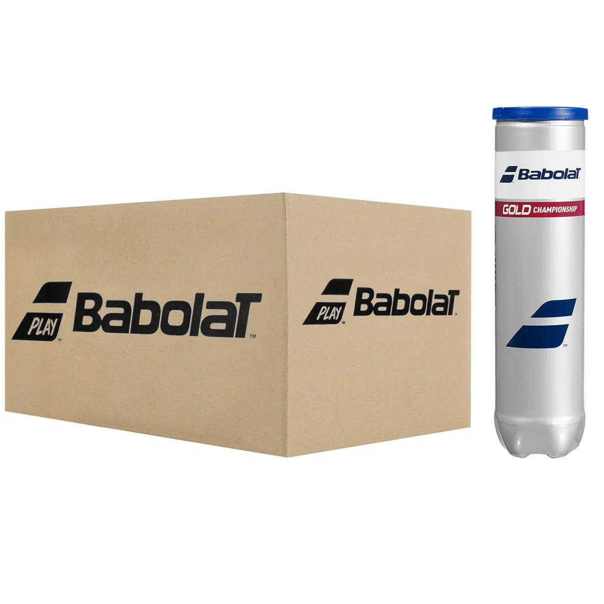 Doos van 18 Tubes met 4 Babolat Gold Championship ballen