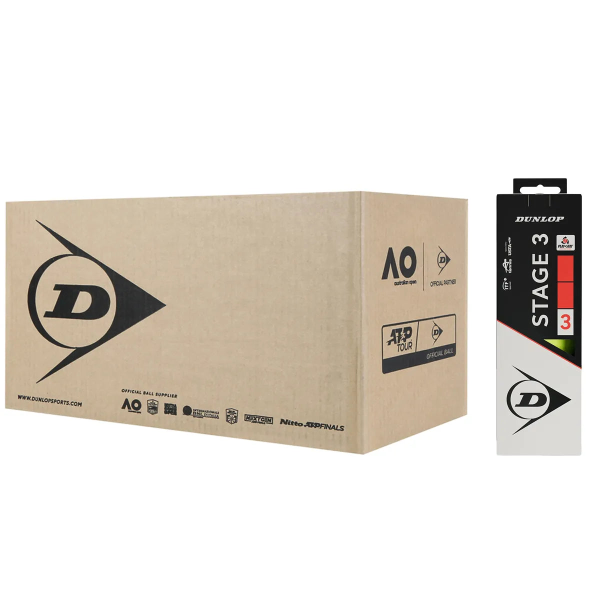 Doos van 24 Zakjes met 3 Dunlop Mini Tennis Stage 3 Ballen
