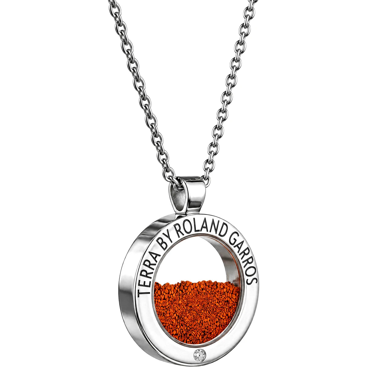 HALSKETTING EN TERRA ACCESS MEDAILLE GLANZENDE STAAL 1 STEEN KLEIN MODEL