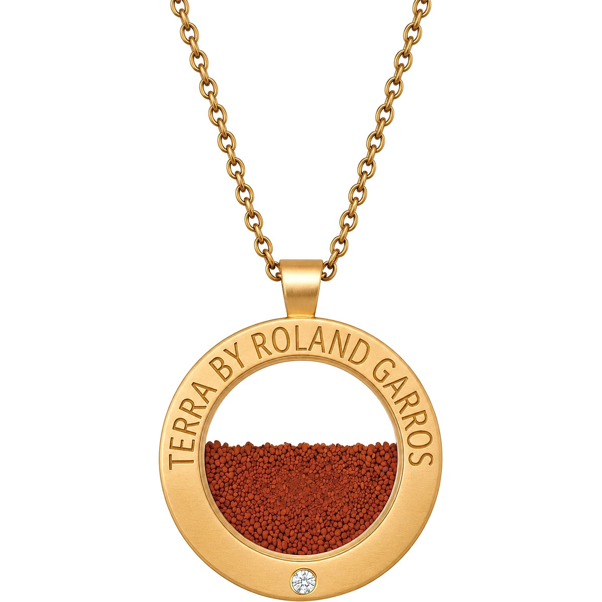 Collier en Medaille Terra Access Staal Goudkleurig Mat 1 Steen Groot Model