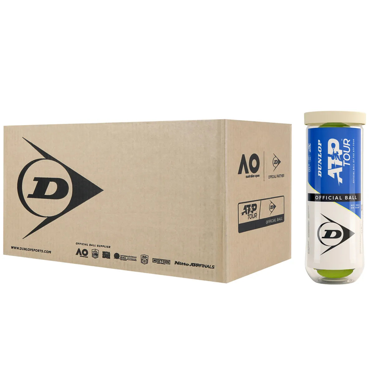 Doos van 24 Tubes met 3 Dunlop Atp Tour Ballen