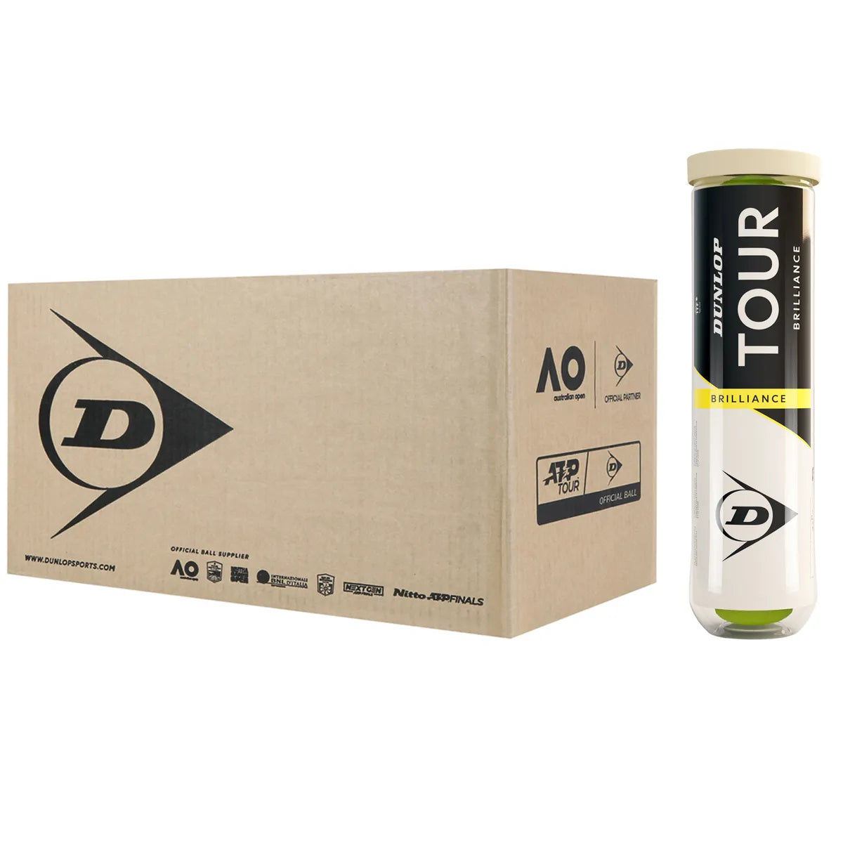 Doos met 18 Tubes van 4 Dunlop Tour Brillance ballen