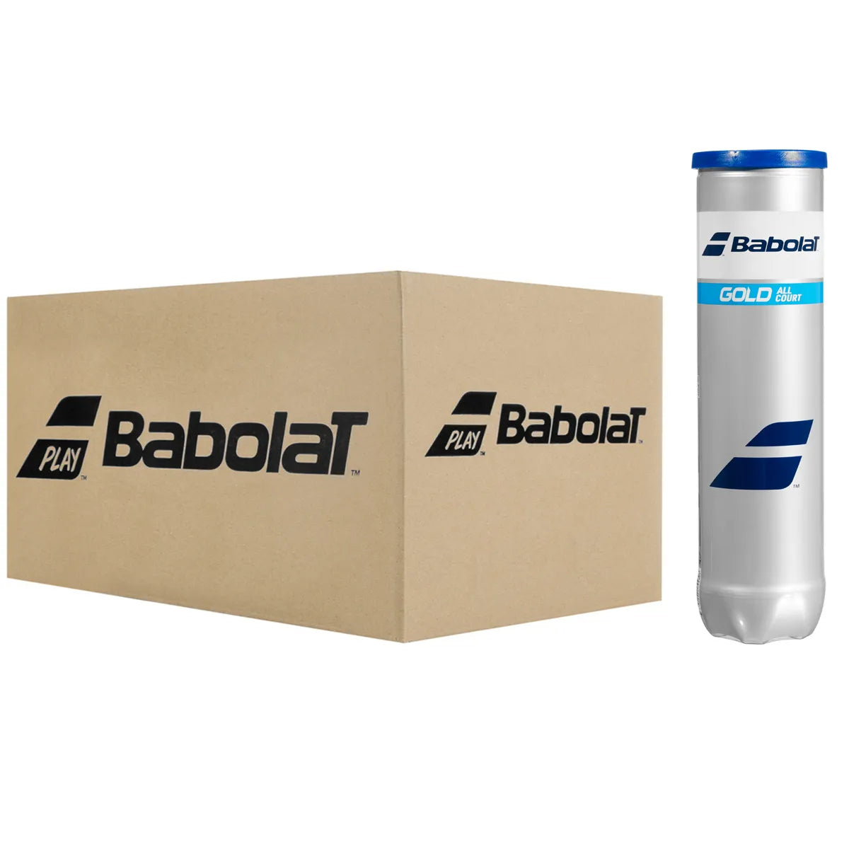 Doos van 18 Tubes met 4 Babolat Gold All Court Ballen