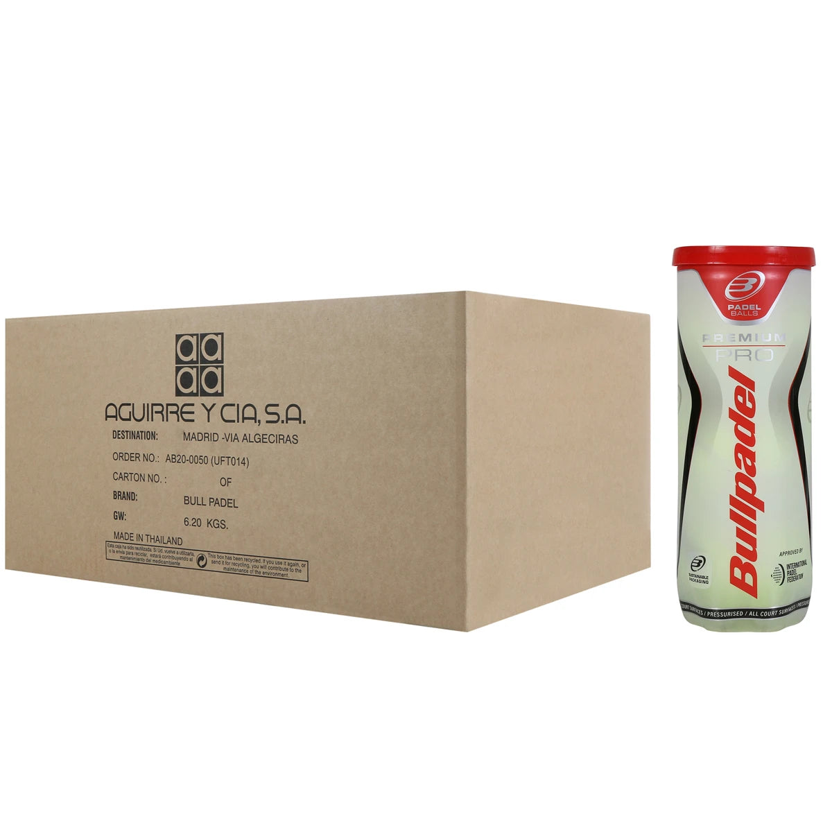Doos met 24 Tubes van 3 Bullpadel Premium Pro ballen
