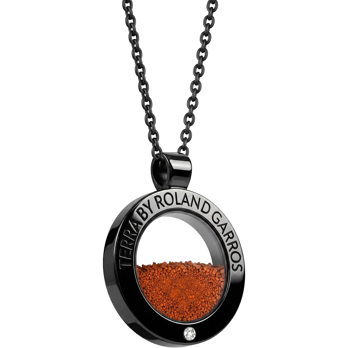Collier en Medaille Terra Access Staal Zwart Glanzend 1 Steen Klein Model