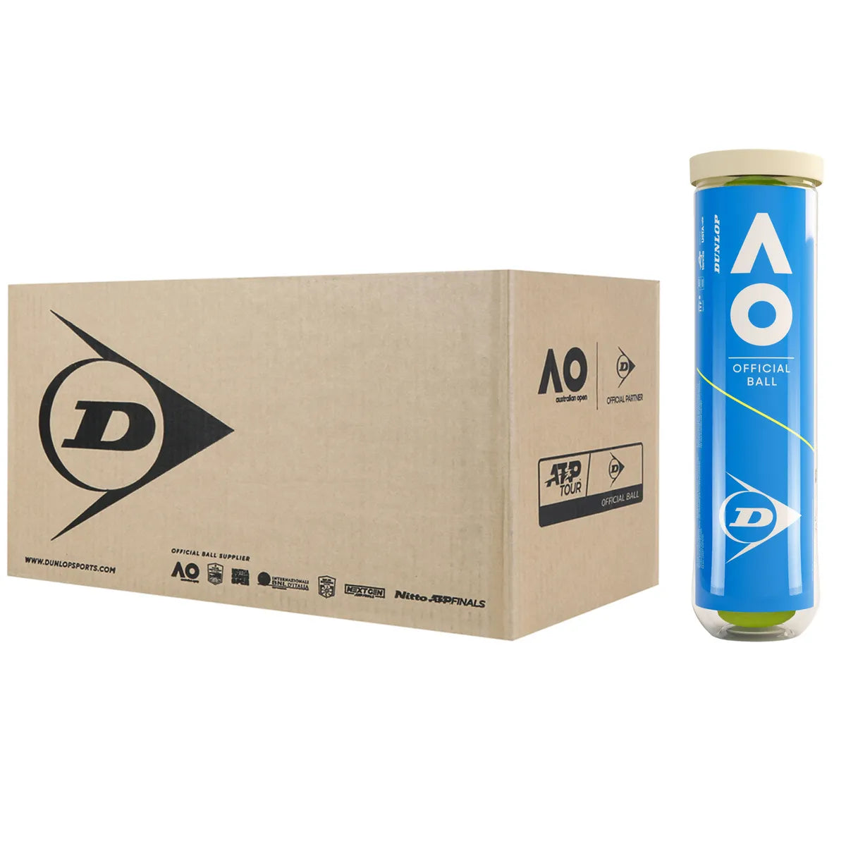 Doos met 18 tubes van 4 Dunlop Australian Open ballen