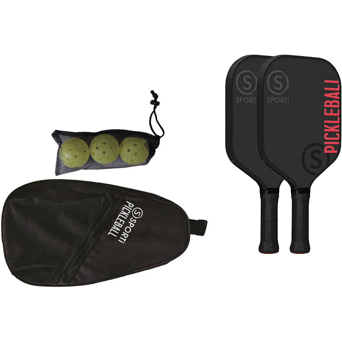 Pickleball Outdoor Kit: Rackets + Ballen + Draagtasje
