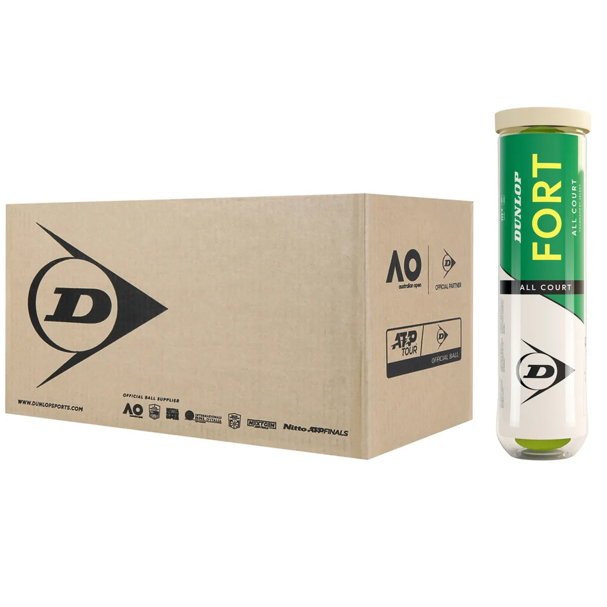 Doos van 18 Tubes met 4 Dunlop Fort Tournament Select ballen