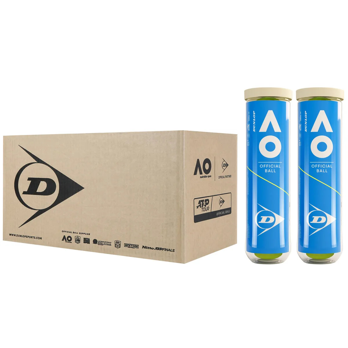 Doos met 9 bipacks van 4 Dunlop Australian Open ballen
