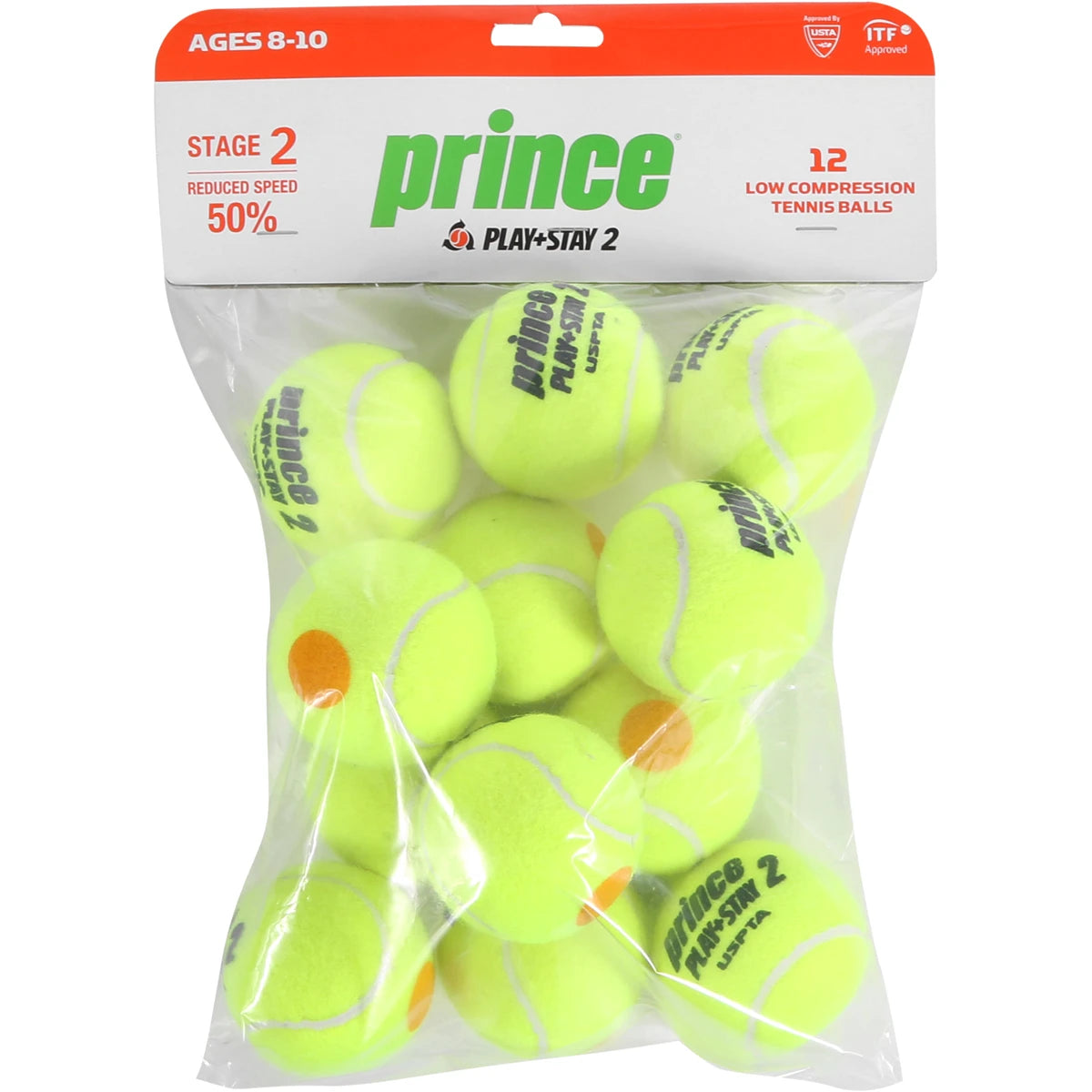 Zakje van 12 Prince Mini Tennisballen Play & Stay Stage 2