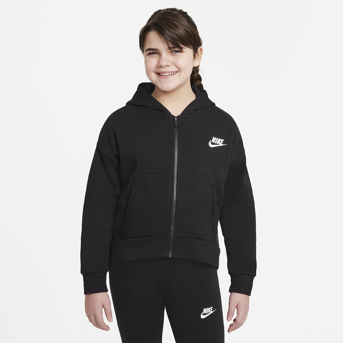 Sweater Nike Junior Meisje Sportswear Club Fleece Full Zip Met Capuchon