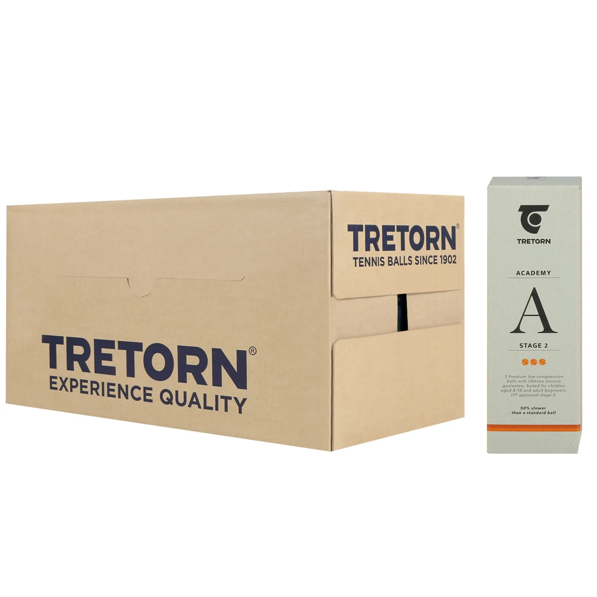 Doos van 40 Tubes met 3 Tretorn Academy Oranje Ballen