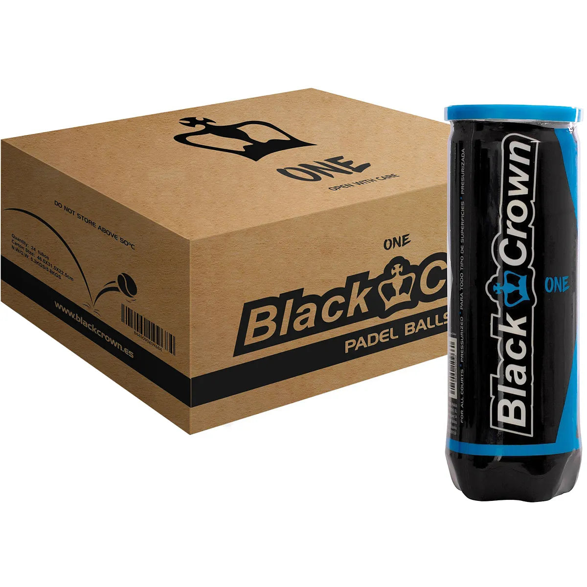 Doos met 24 Tubes Padelballen Black Crown One