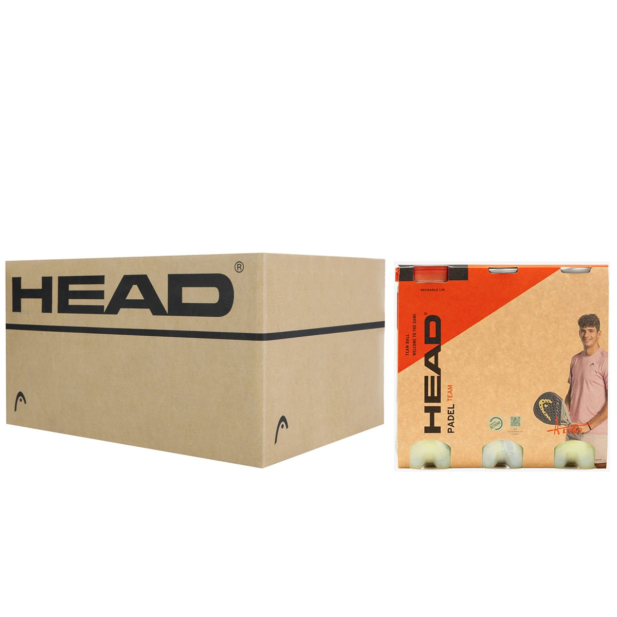 Doos met 8 packs van 3 tubes met 3 Head Padelballen