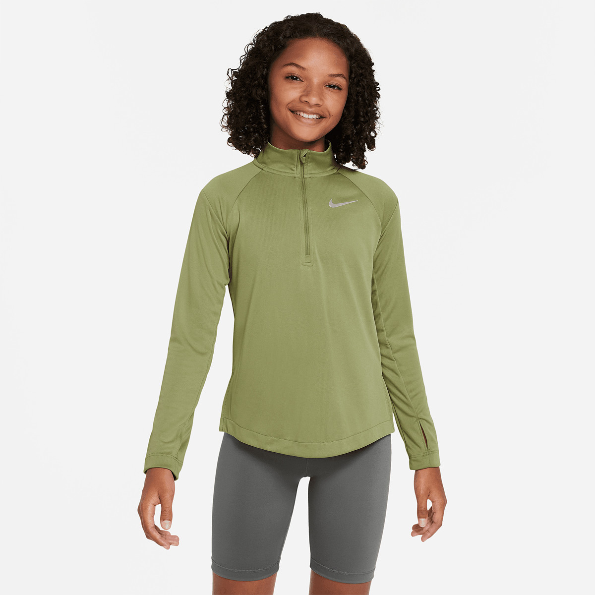 NIKE JUNIOR DRI FIT TOP RUN T SHIRT LANGE MOUWEN MET 1 2 RITS