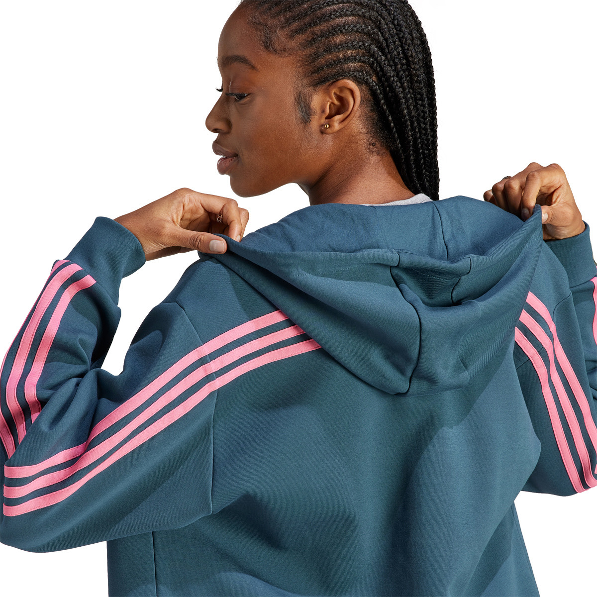 Adidas striped sale zip hoodie