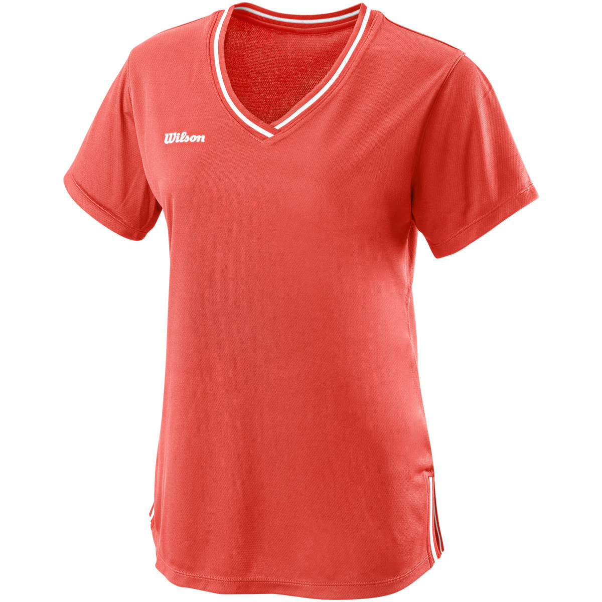 Rood t shirt v hals 2025 dames